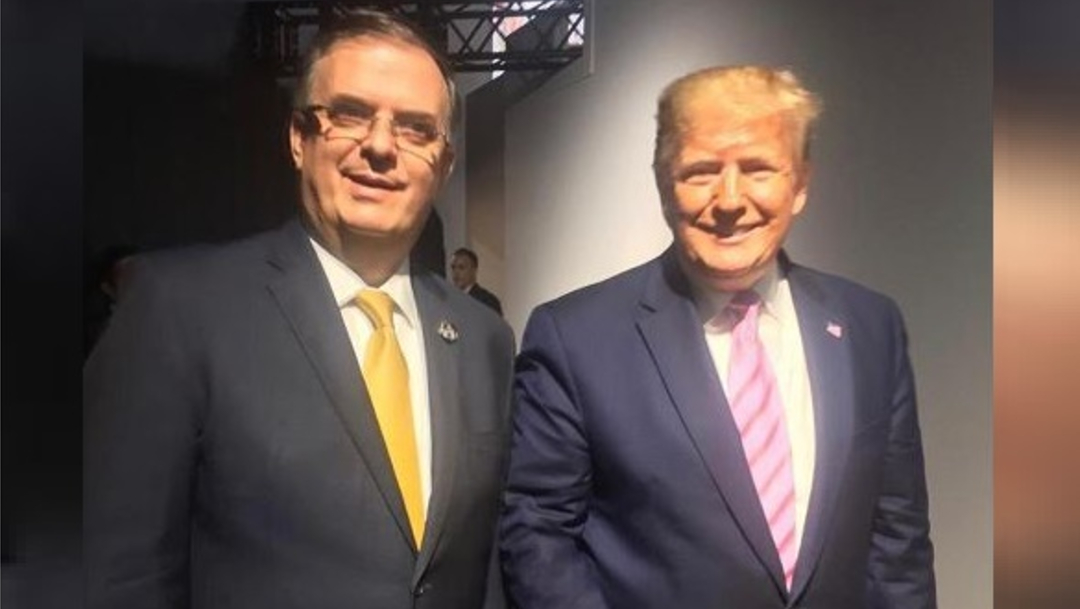 Foto: El secretario de Relaciones Exteriores, Marcelo Ebrard, y el presidente de EU, Donald Trump, se saludaron en la Cumbre del G20 que se efectúa en Osaka, Japón, 29 junio 2019