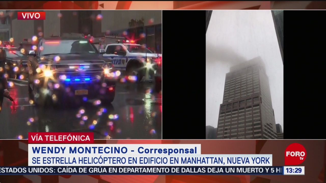 FOTO: Helicóptero se estrelló en edificio de 54 pisos en Manhattan, Nueva York