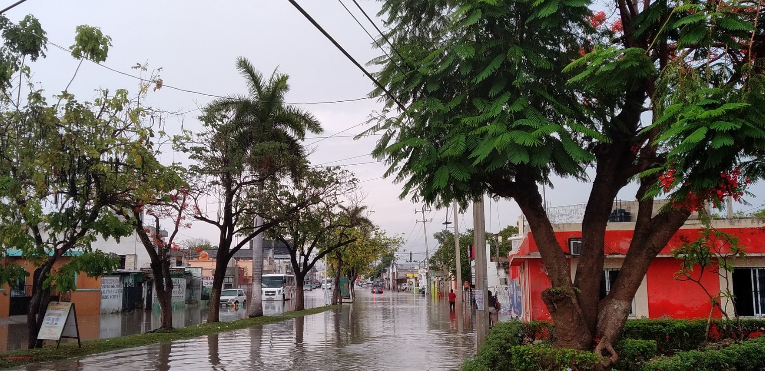Fuerte lluvia causa encharcamientos en municipios de Campeche