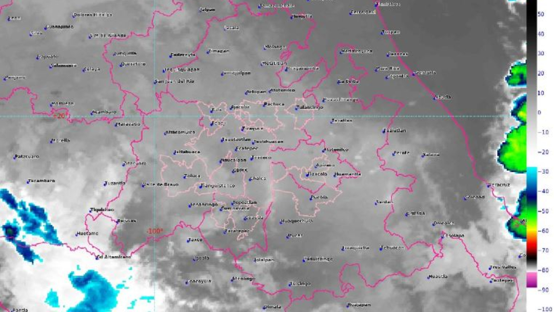 Foto: La imagen de satélite muestra cielo medio nublado en el Valle de México, 29 junio 2019