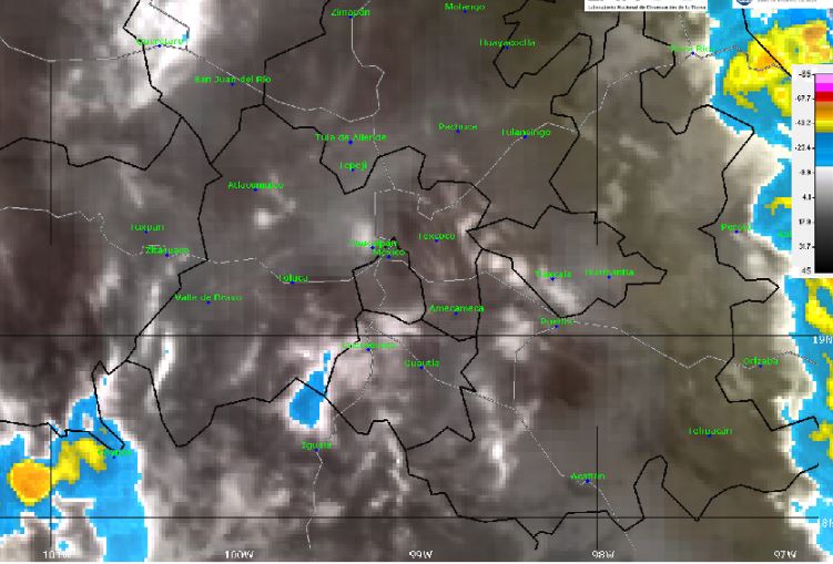 Foto: La imagen de satélite muestra cielo nublado en el centro del país, 2 junio 2019
