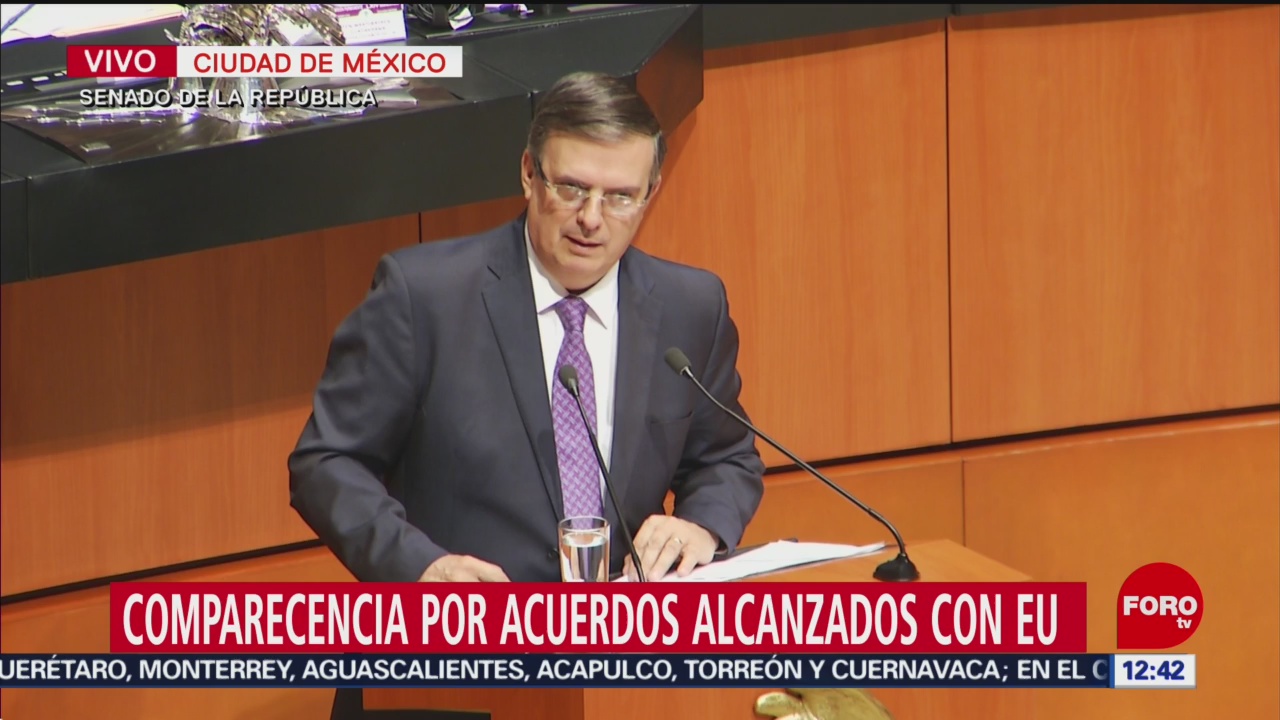 Marcelo Ebrard comparece ante Senado y expone plan de control migratorio