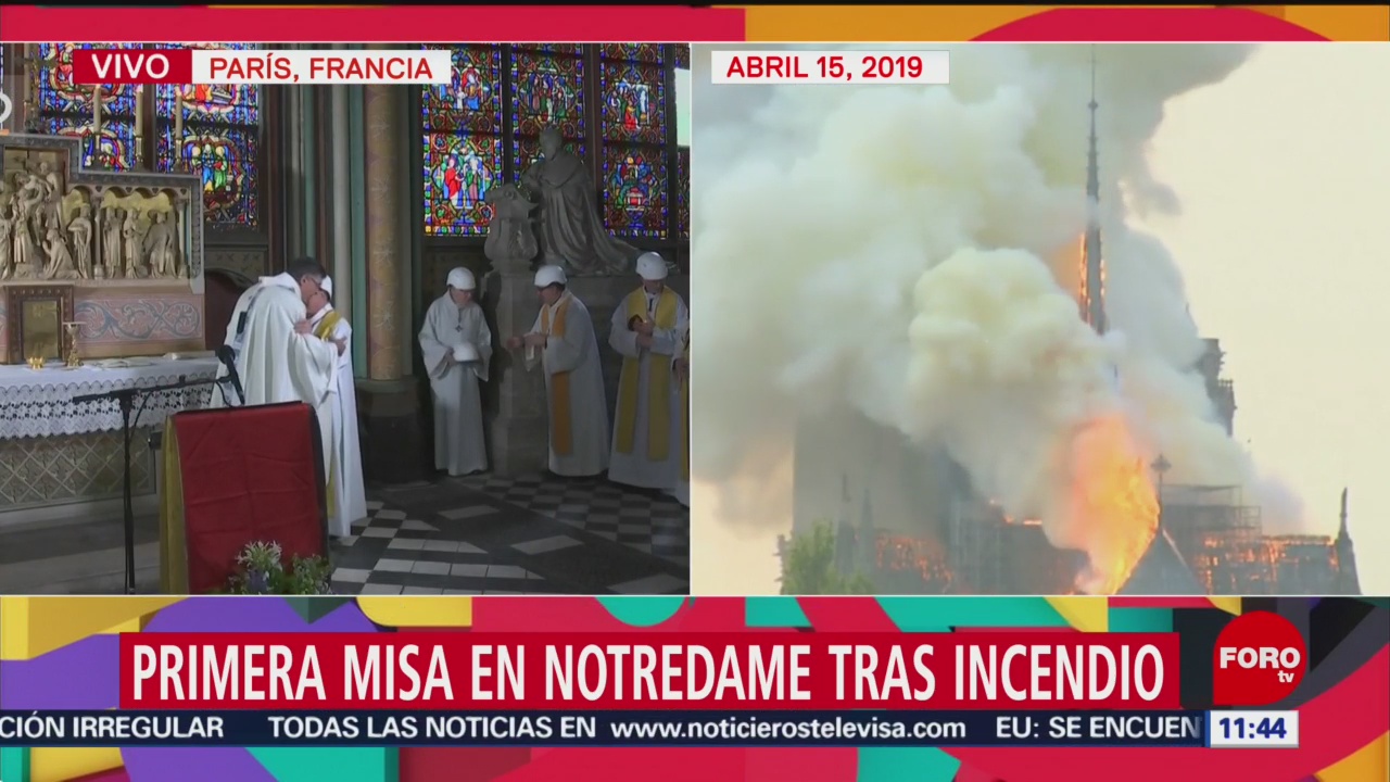 FOTO: Ofician primera misa en Catedral de Notredame tras incendio, 15 Junio 2019