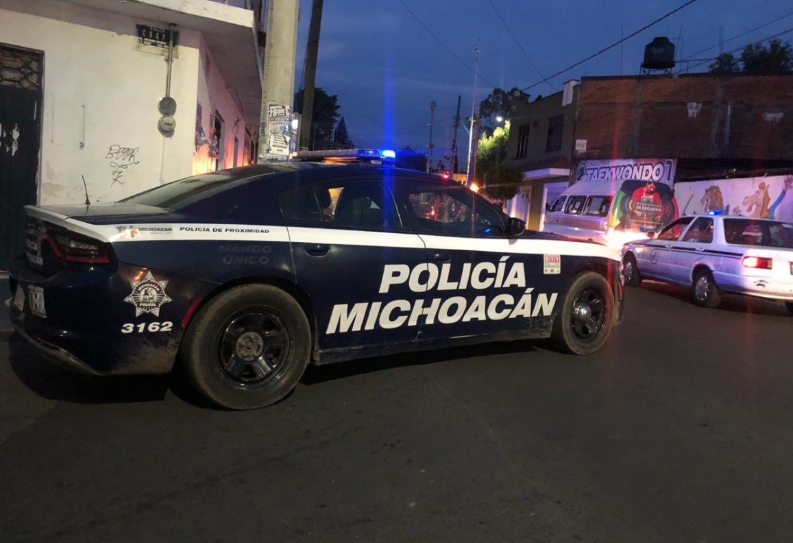 Foto: Autoridades refuerzan tareas de vigilancia en el Centro de Morelia tras balacera en bar en las avenidas Michoacán y Nocupétaro, junio 9 de 2019 (Twitter: @MICHOACANSSP)