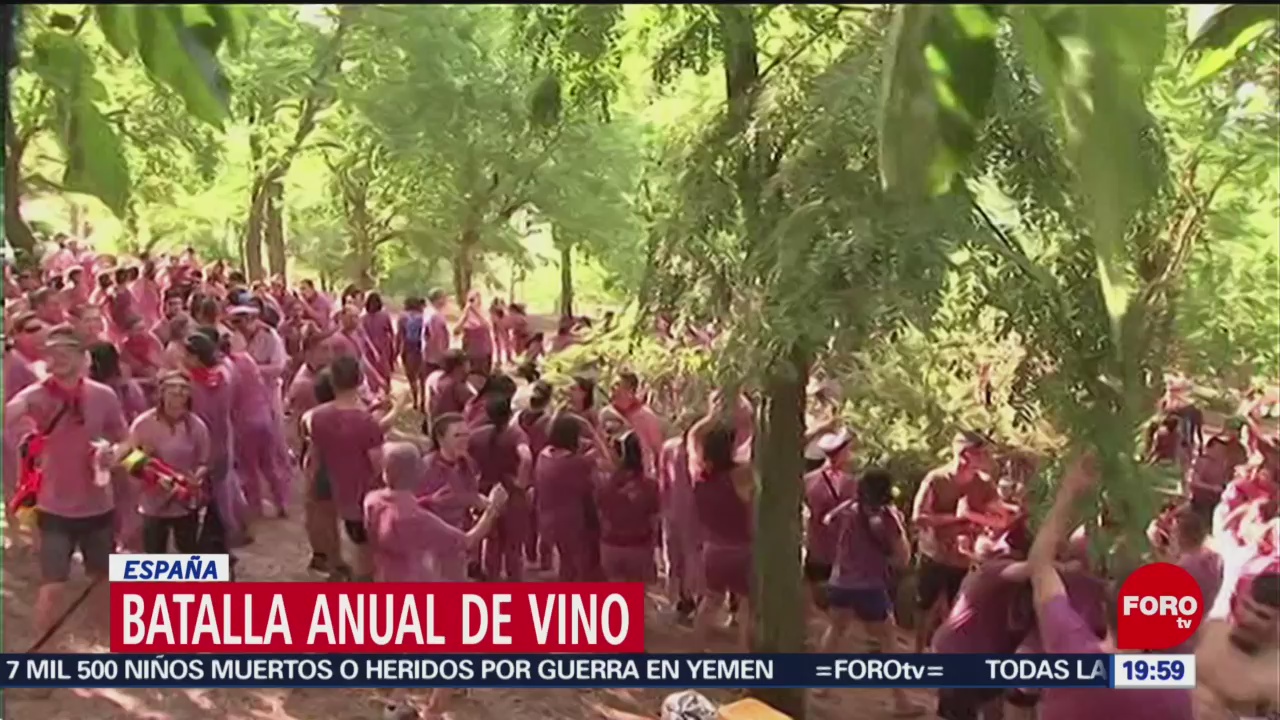 FOTO: Realizan batalla anual del vino en España, 29 Junio 2019