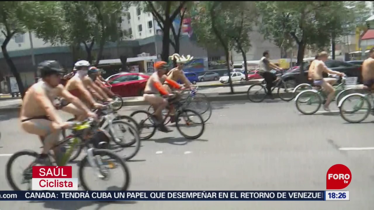 foto: Rodada mundial ciclista al desnudo en Ciudad de México