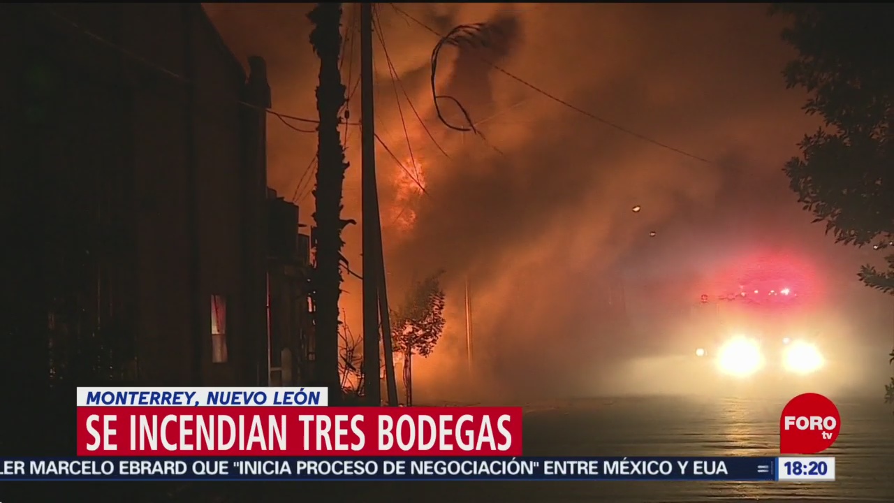 FOTO: Se incendian tres bodegas en Monterrey, Nuevo León, 1 Junio 2019