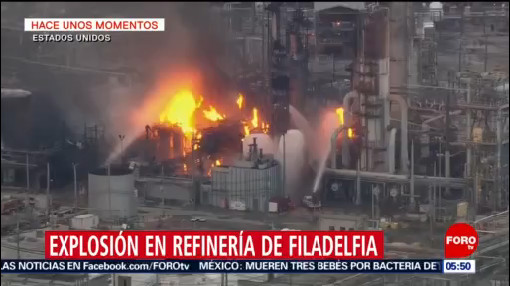 Se registra fuerte incendio en refinería de Filadelfia