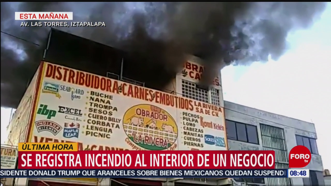 Se registra incendio en una distribuidora de carnes en Iztapalapa