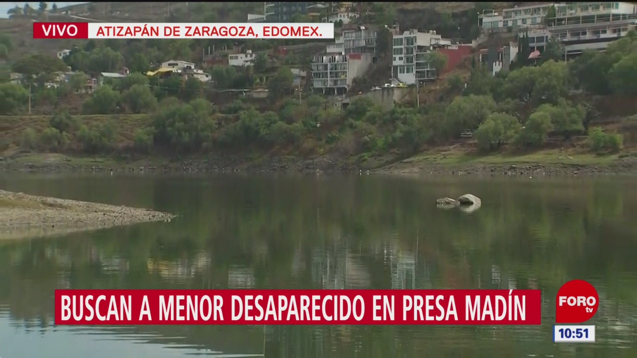 Sigue búsqueda de menor desaparecido en presa Madín, Edomex