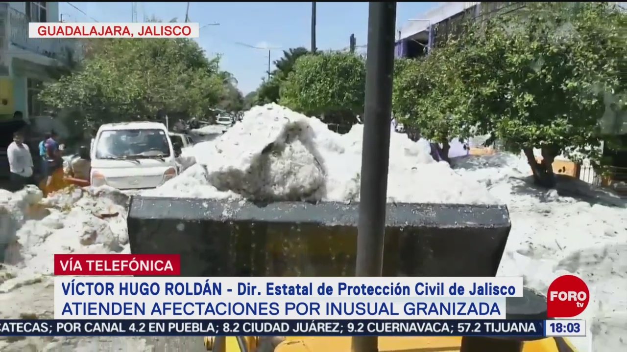 FOTO: Siguen labores de limpieza tras granizada en Guadalajara, 30 Junio 2019