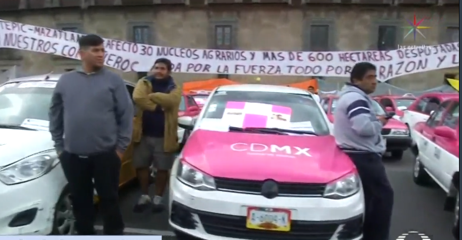 Foto: Taxistas protestan en el Zócalo capitalino, 3 de junio de 2019, Ciudad de México