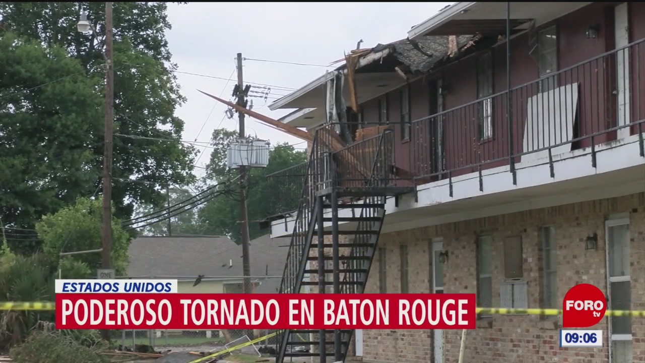 Tornado intenso afecta Baton Rouge, en Louisiana