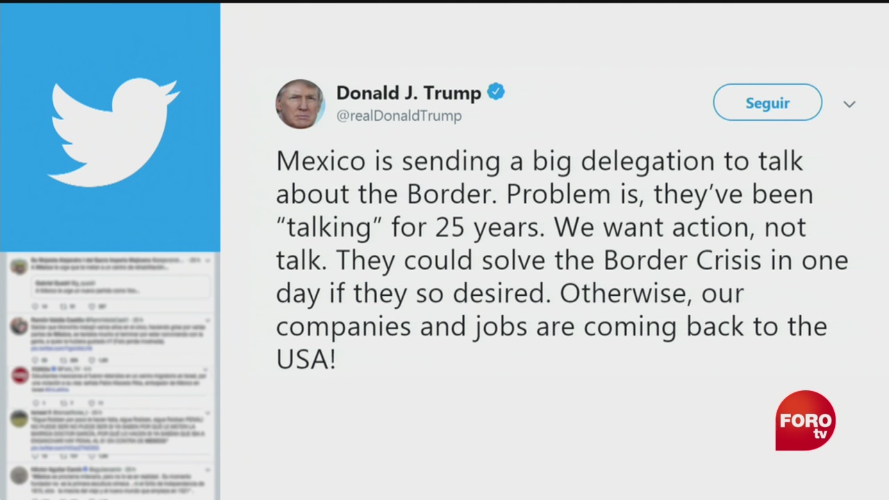 FOTO: Trump escribe tuit contra México a través de Twitter, 2 Junio 2019