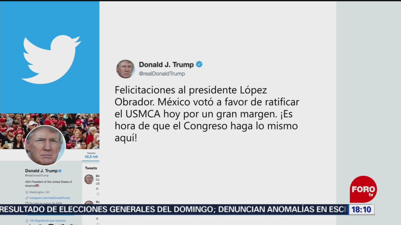FOTO: Trump felicita a AMLO por ratificación del T-MEC
