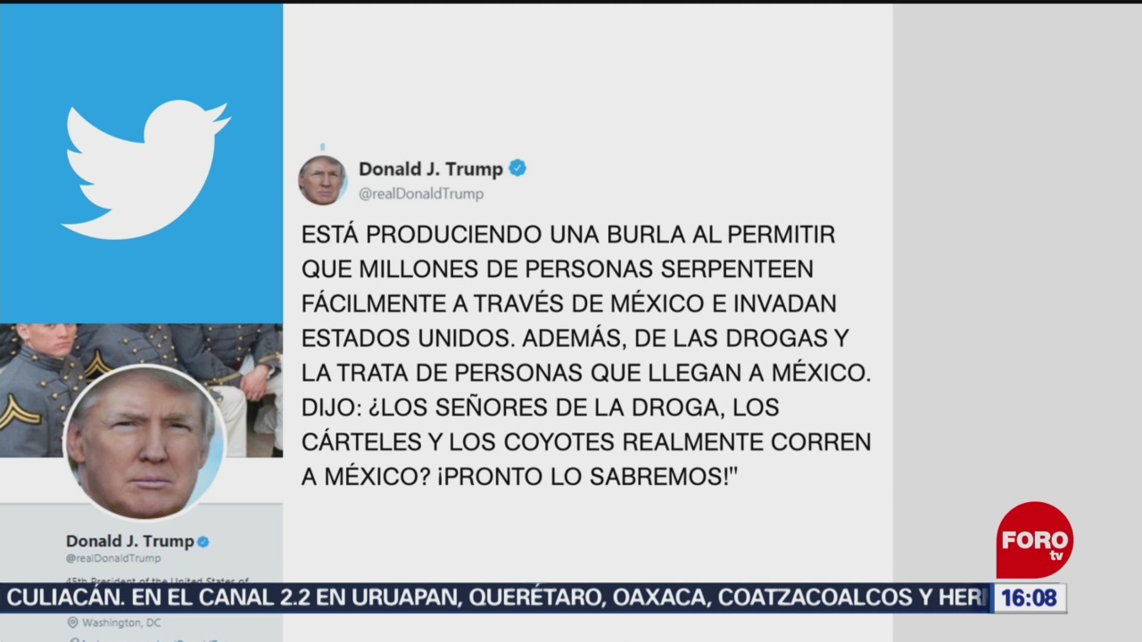 FOTO: Trump publica nuevo tuit sobre México, 1 Junio 2019