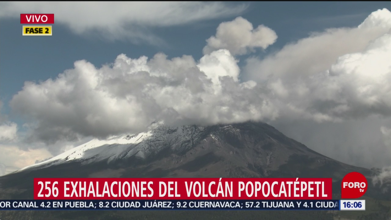 256 exhalaciones en el Popocatépetl