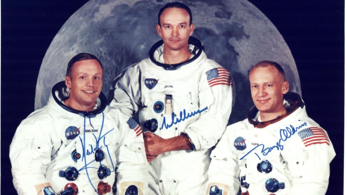 Foto: Los astronautas Neil Armstrong (i), Michael Collins (c) y Buzz Aldrin (d)