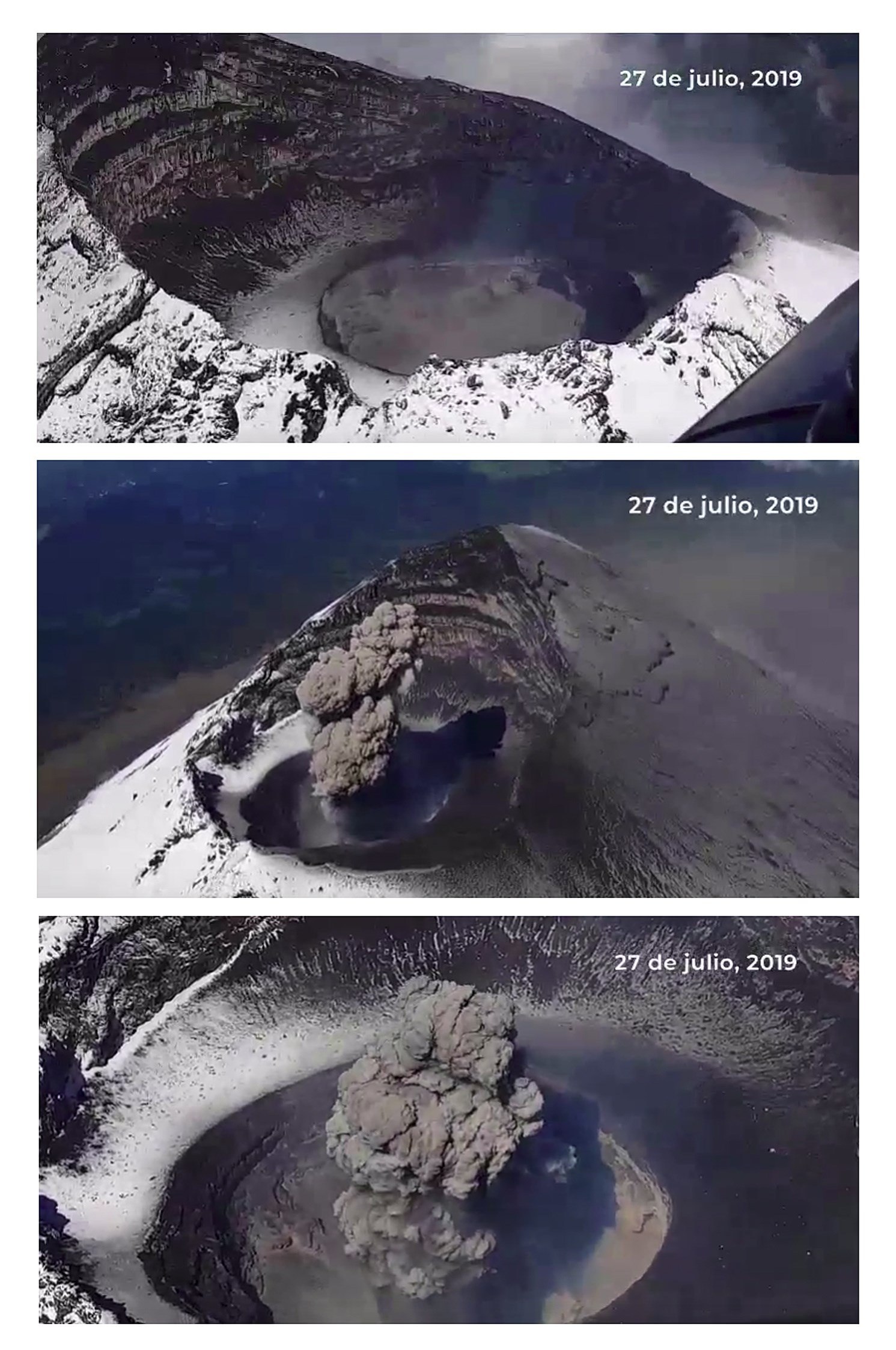 Foto: Las autoridades constataron que el cráter permanece en el mismo estado, 28 de julio de 2019 (EFE)