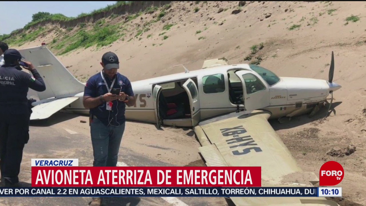 FOTO: Avioneta aterriza de emergencia en Veracruz, 6 Julio 2019