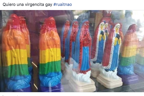 Virgen de Guadalupe en colores LGBT 