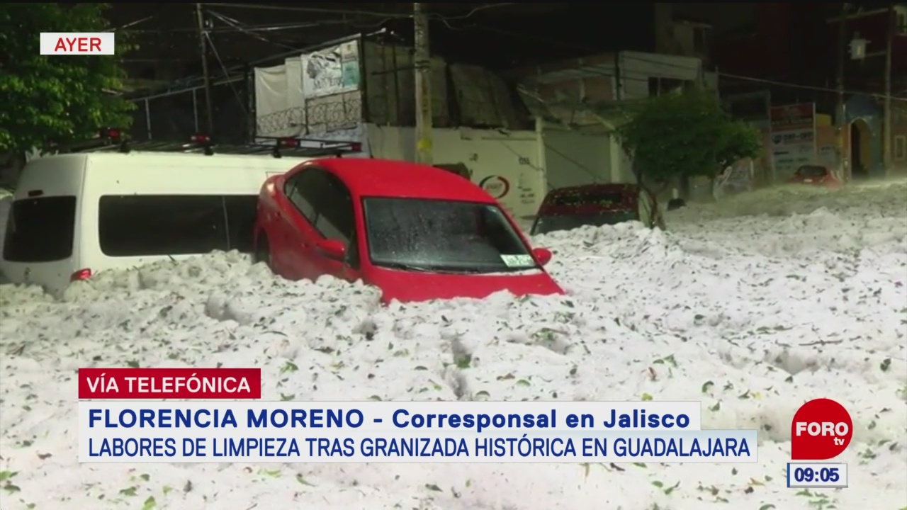 Continúan retirando granizo en Guadalajara, Jalisco