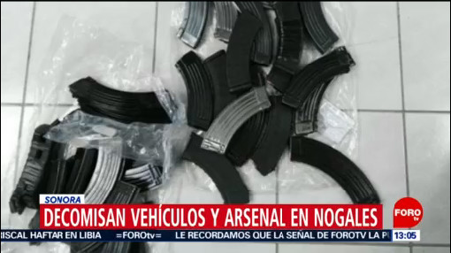 FOTO: Decomisan vehículos y arsenal en Nogales, Sonora, 7 Julio 2019