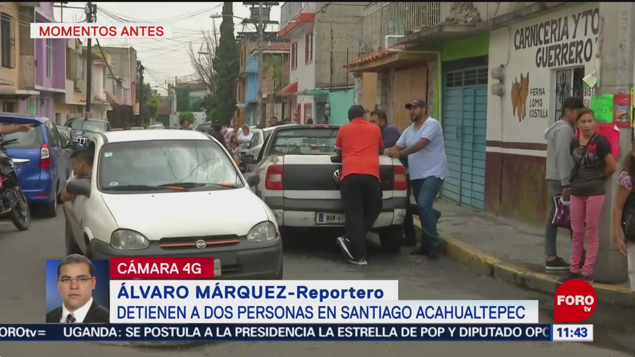 Detienen a dos personas en Santiago Acahualtepec, en Iztapalapa, CDMX