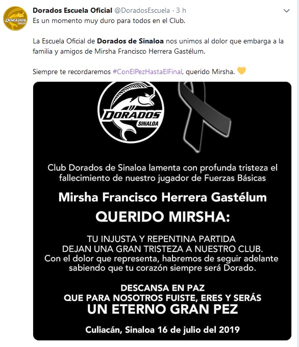 Comunicado del club Dorados de Sinaloa