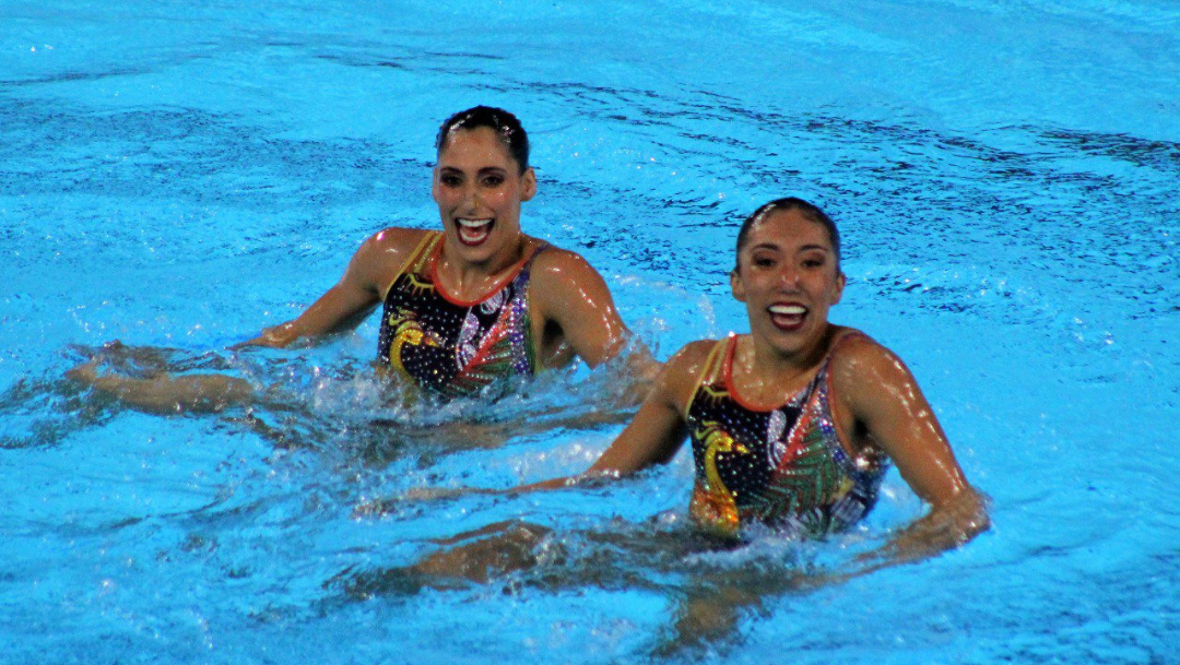 Foto: Las exponentes de nado sincronizado consiguieron el pase olímpico en Lima, 31 de julio de 2019, (Conade)