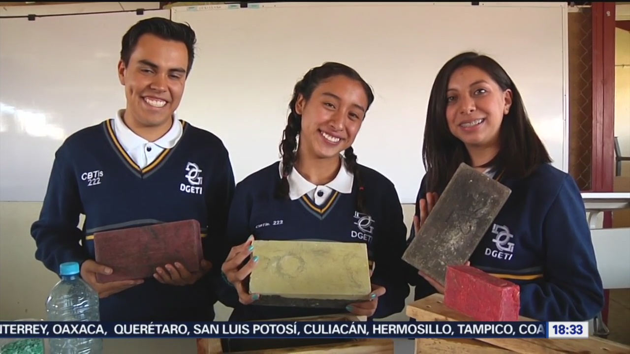 Foto: Estudiantes de Hidalgo crean tabique ecológico