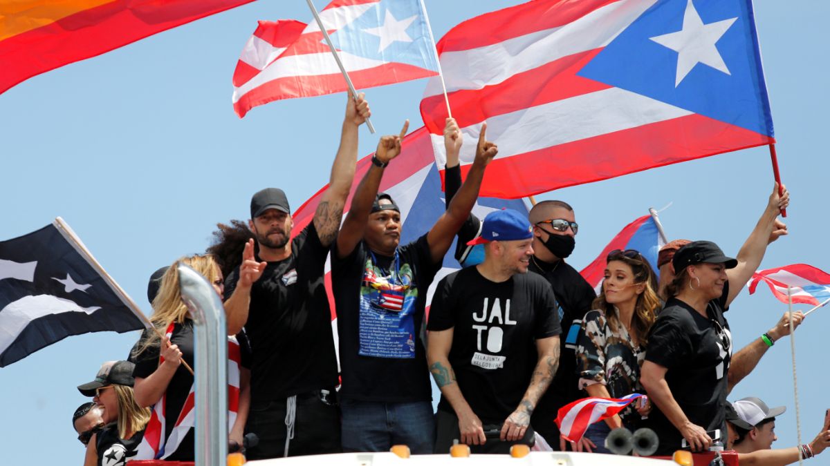Foto: Bad Bunny, Residente y Ricky Martin protestan en calles de Puerto Rico. El 22 de julio de 2019
