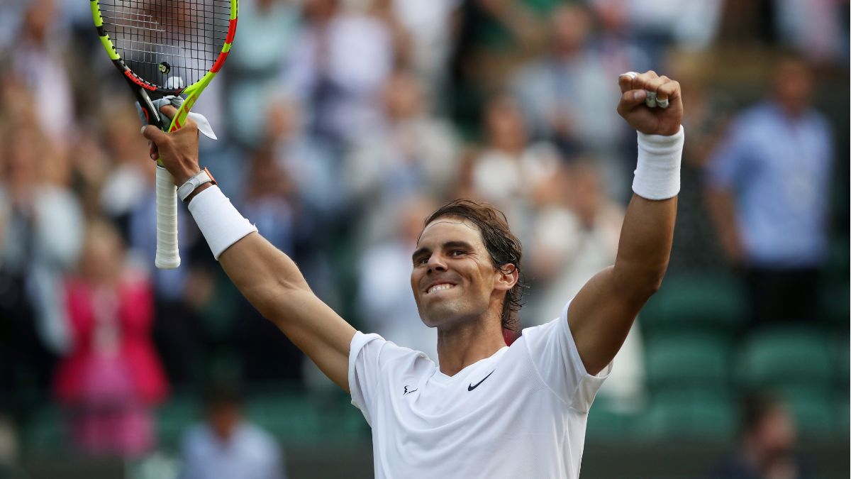 Foto: Rafael Nadal celebra después de ganar su partido de cuartos de final contra Sam Querrey en Wimbledon. El 10 de julio de 2019