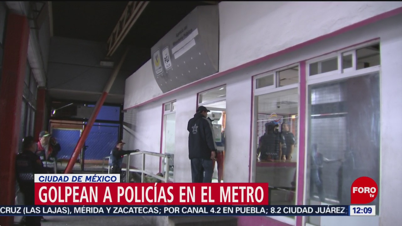 Golpean a policías CDMX durante riña en estación Ciudad Deportiva del Metro