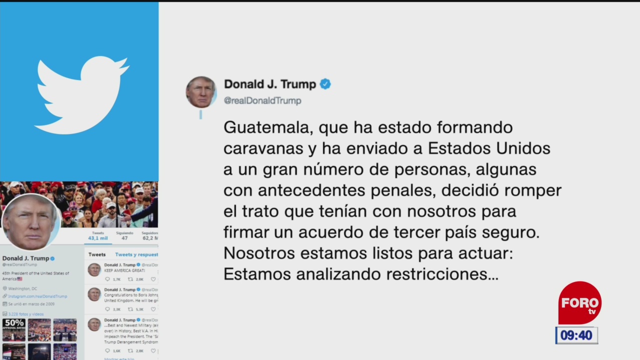 Guatemala no se ha portado bien, dice Trump