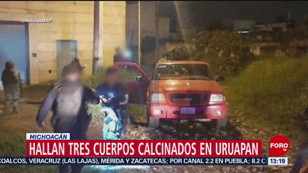 FOTO: Hallan tres cuerpos calcinados en Uruapan, Michoacán, 28 Julio 2019