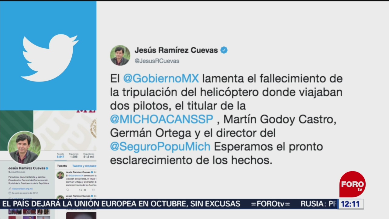 Jesús Ramírez lamenta muerte de José Martin Godoy