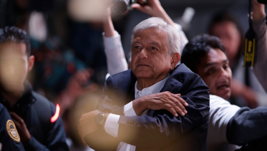 Foto: López Obrador durante el festejo luego de su triunfo el 1 de julio de 2018, Ciudad de México