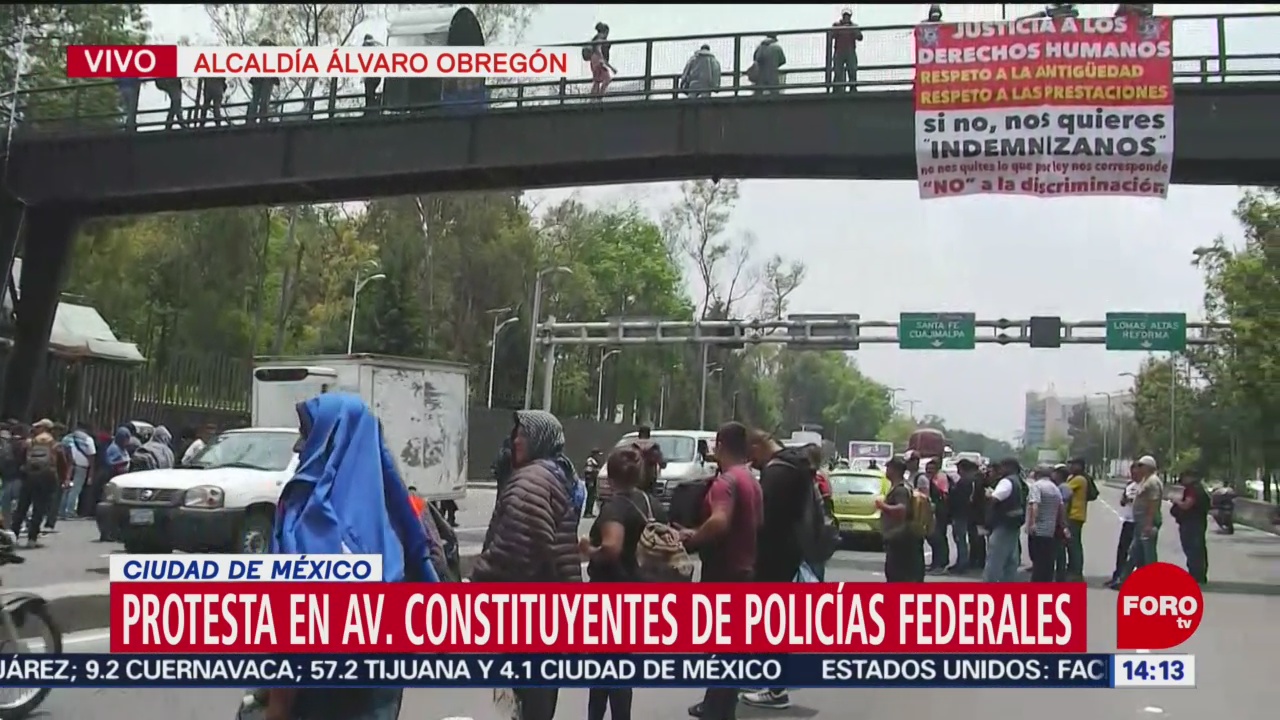 Policías federales protestan en Constituyentes, CDMX