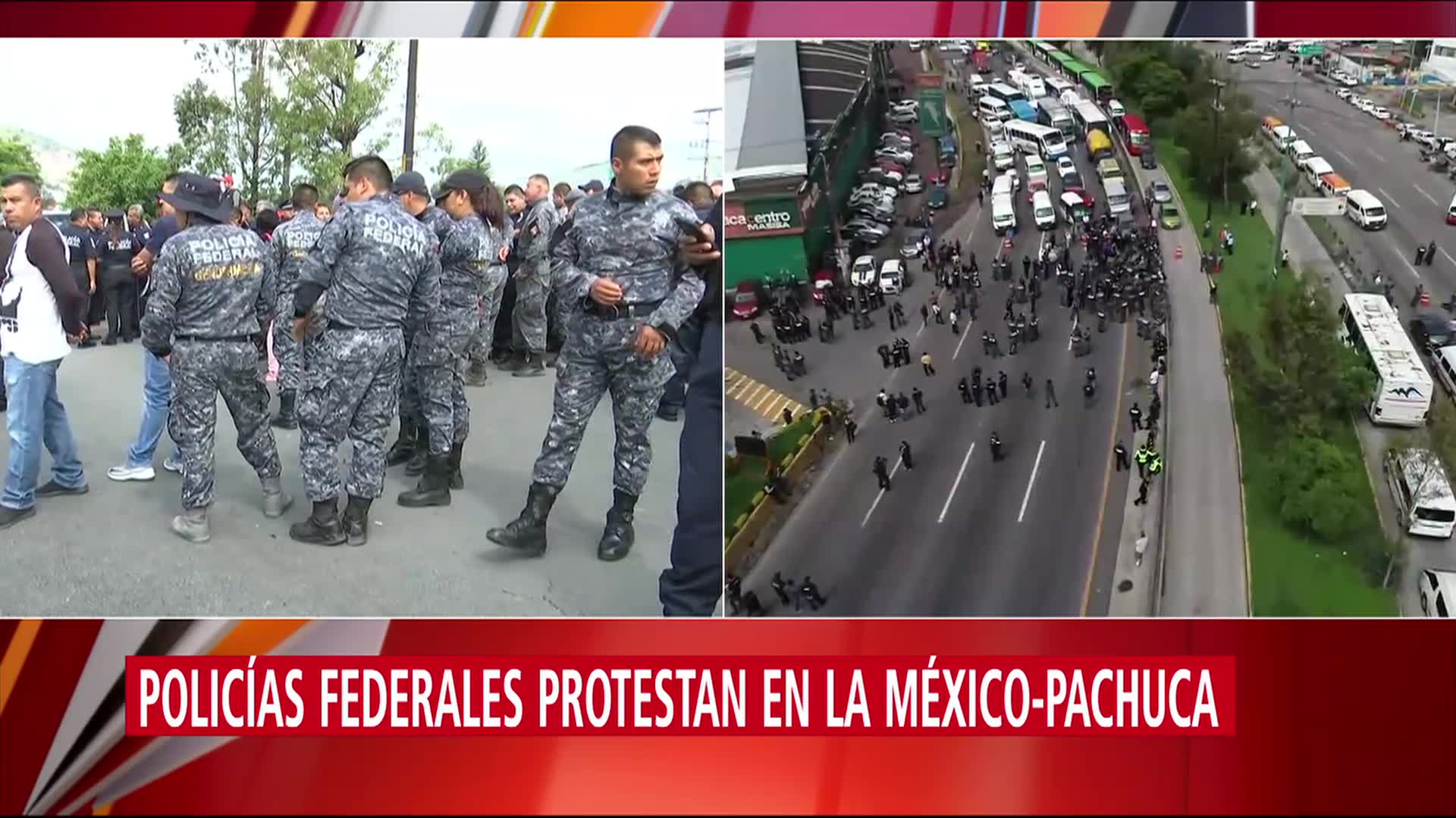 Policías federales protestan en la autopista México-Pachuca