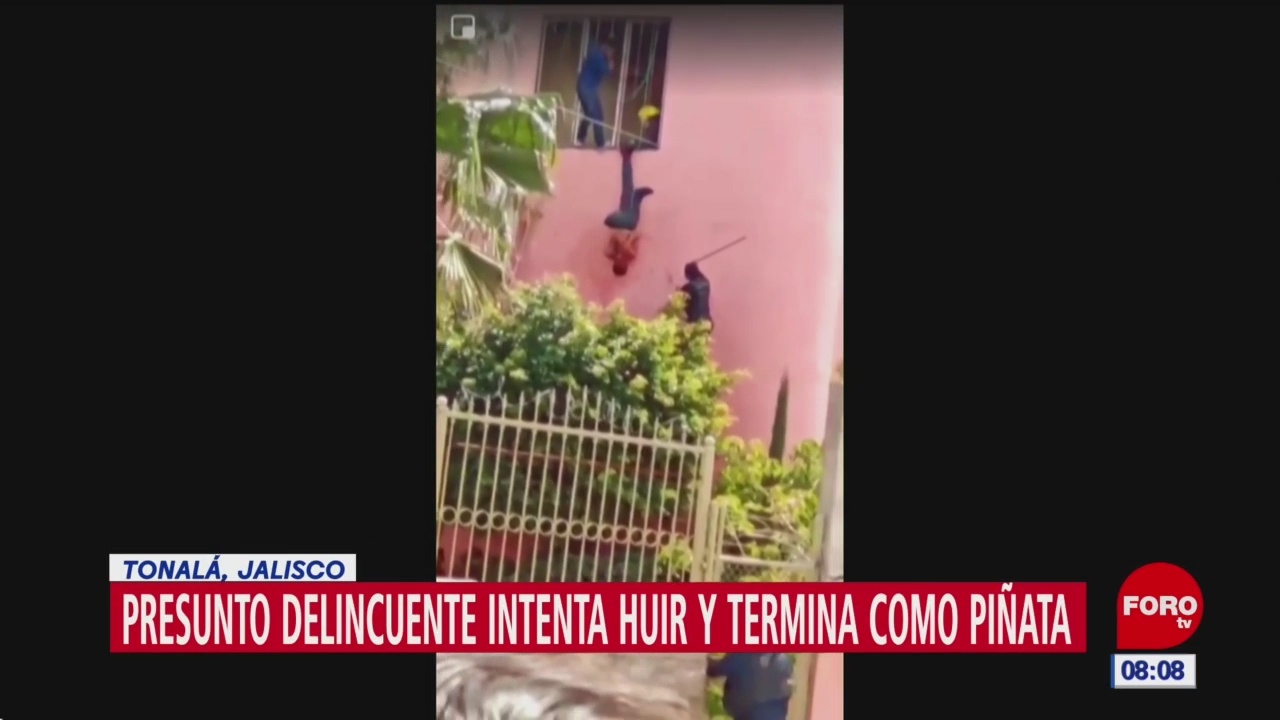 Presunto delincuente intenta huir y termina como ‘piñata’ en Tonalá, Jalisco
