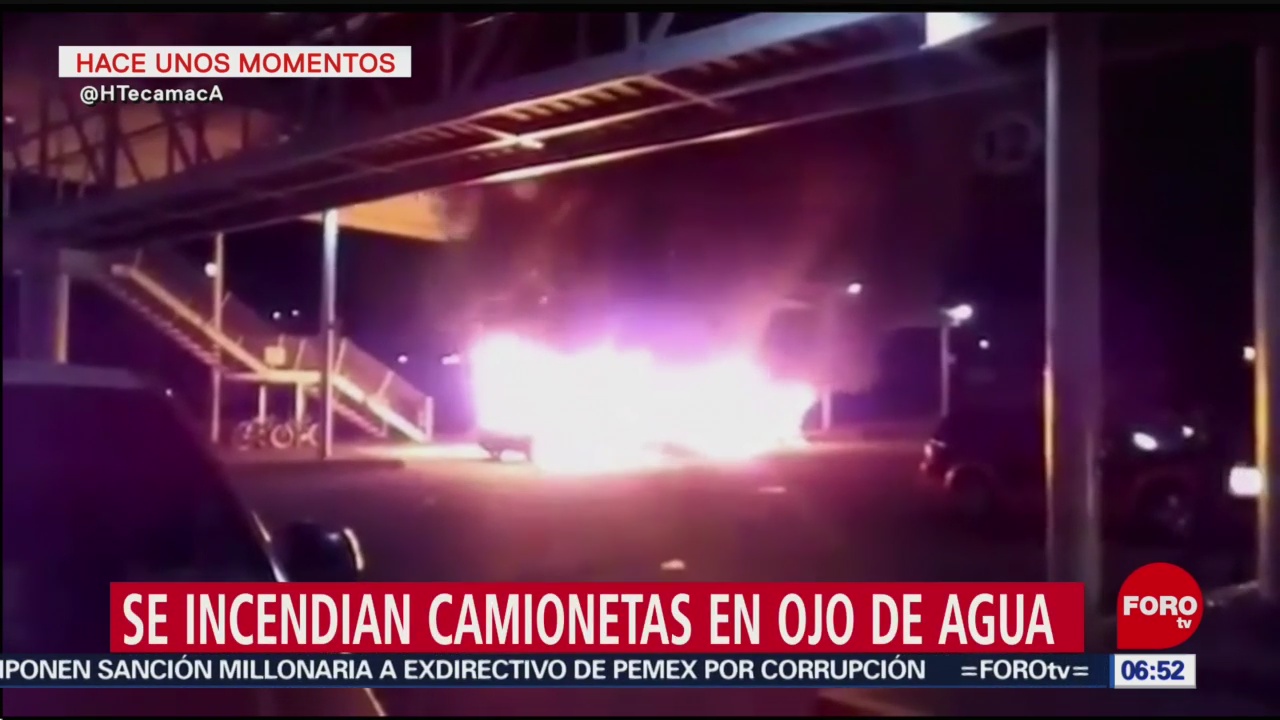 Se incendian unidades del transporte público en Ojo de Agua, Edomex