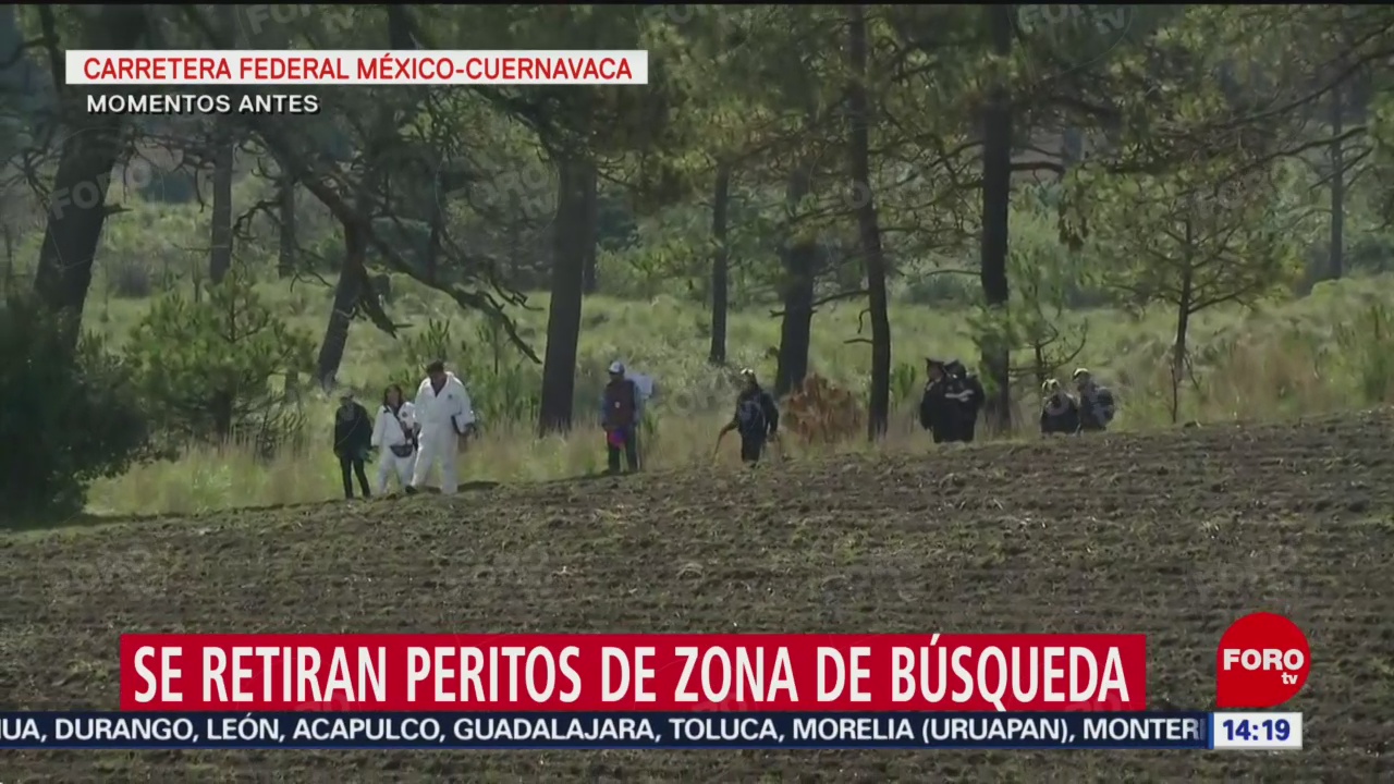 Foto: Se retiran peritos de zona de búsqueda en la México-Cuernavaca