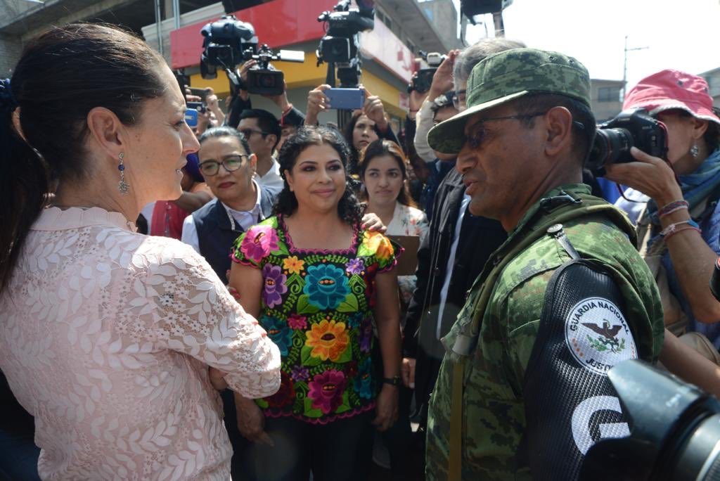 Foto Sheinbaum recorre con Guardia Nacional Iztapalapa 4 julio 2019