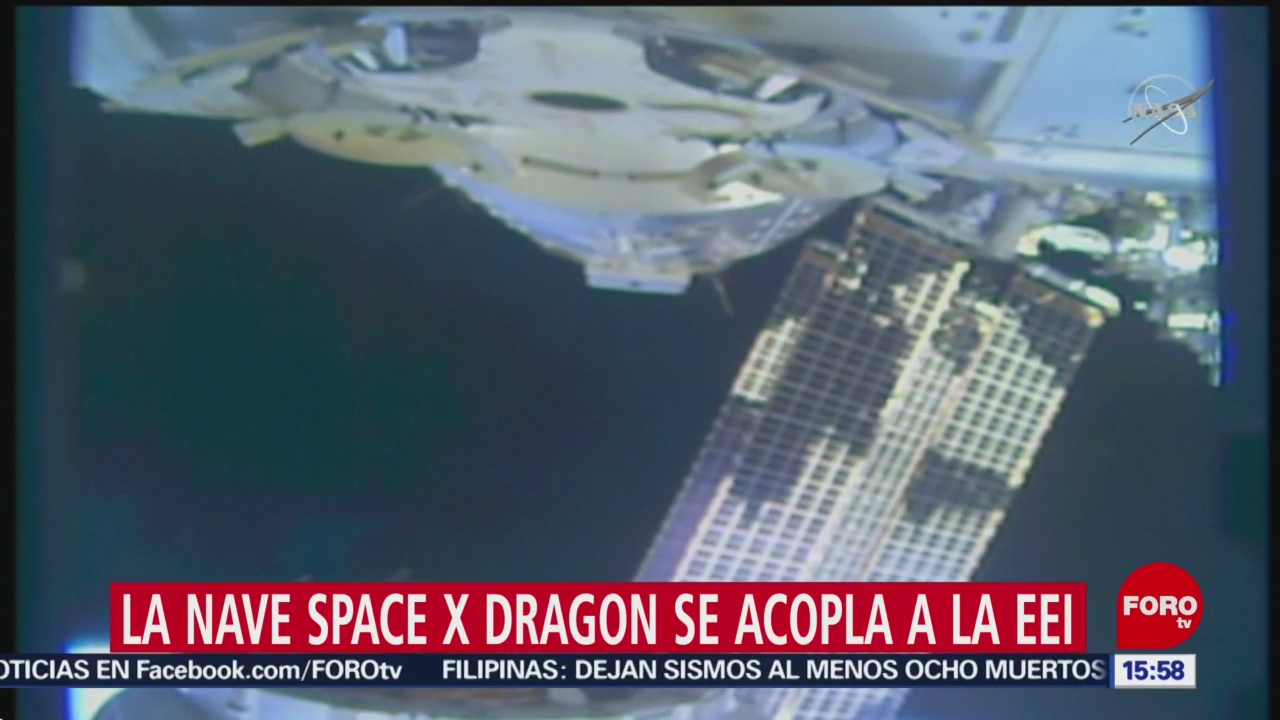 FOTO: Space X Dragon se acopla a la EEI, 28 Julio 2019