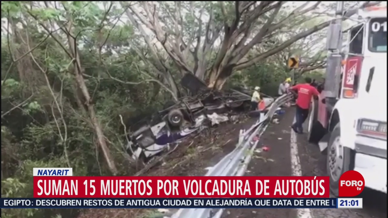 Foto: Accidente Volcadura Autobús Nayarit 18 Julio 2019