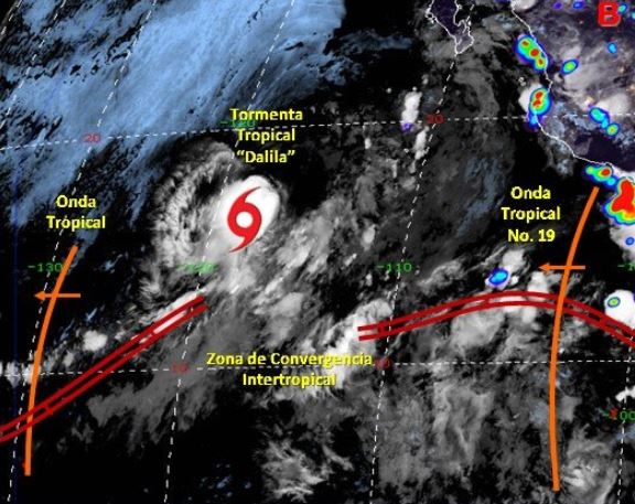 Se forma la tormenta tropical 'Dalila' al suroeste de las costas de BCS