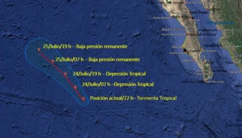 trayectoria de la depresión tropical Dalila
