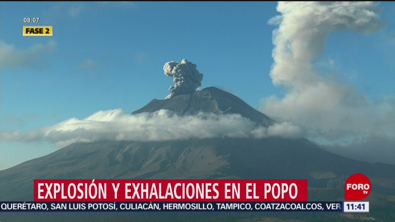 Volcán Popocatépetl registró explosiones con contenido de ceniza