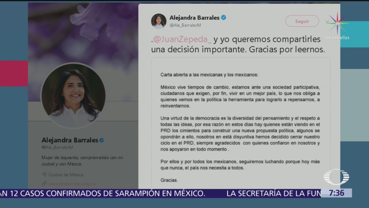 Alejandra Barrales y Juan Zepeda renuncian al PRD